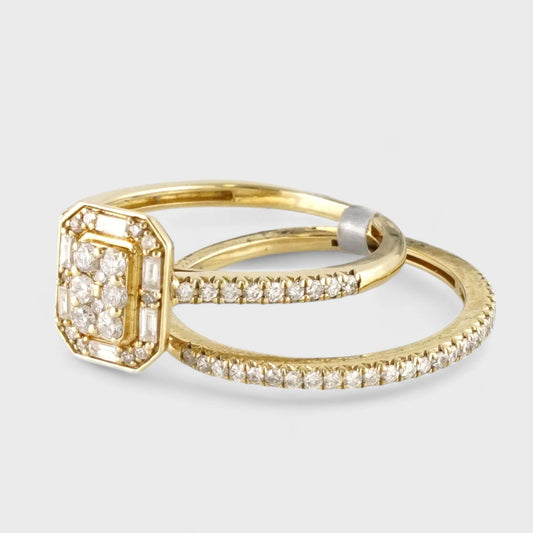 14k Yellow Gold Diamond Rectangle Shape Ring image 1