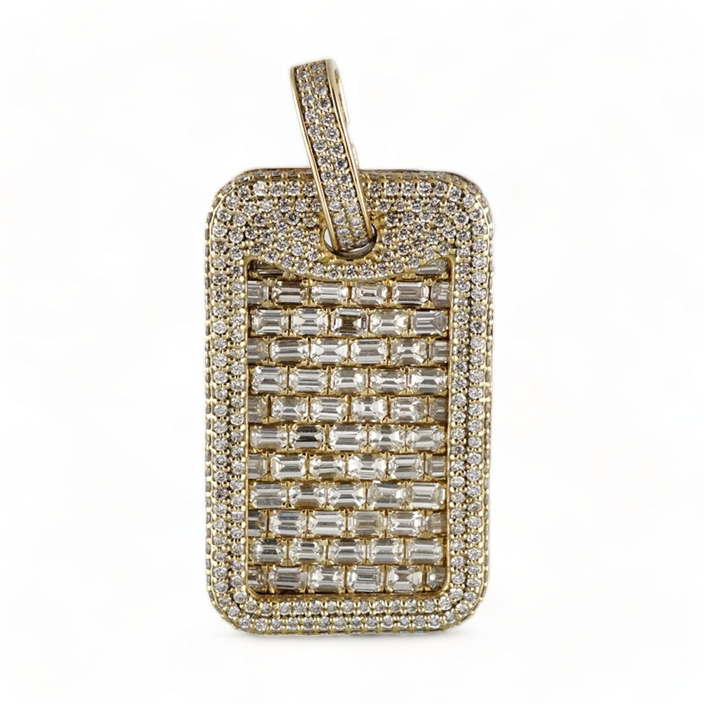 14k Gold Diamond Dog Tag Pendant image 2