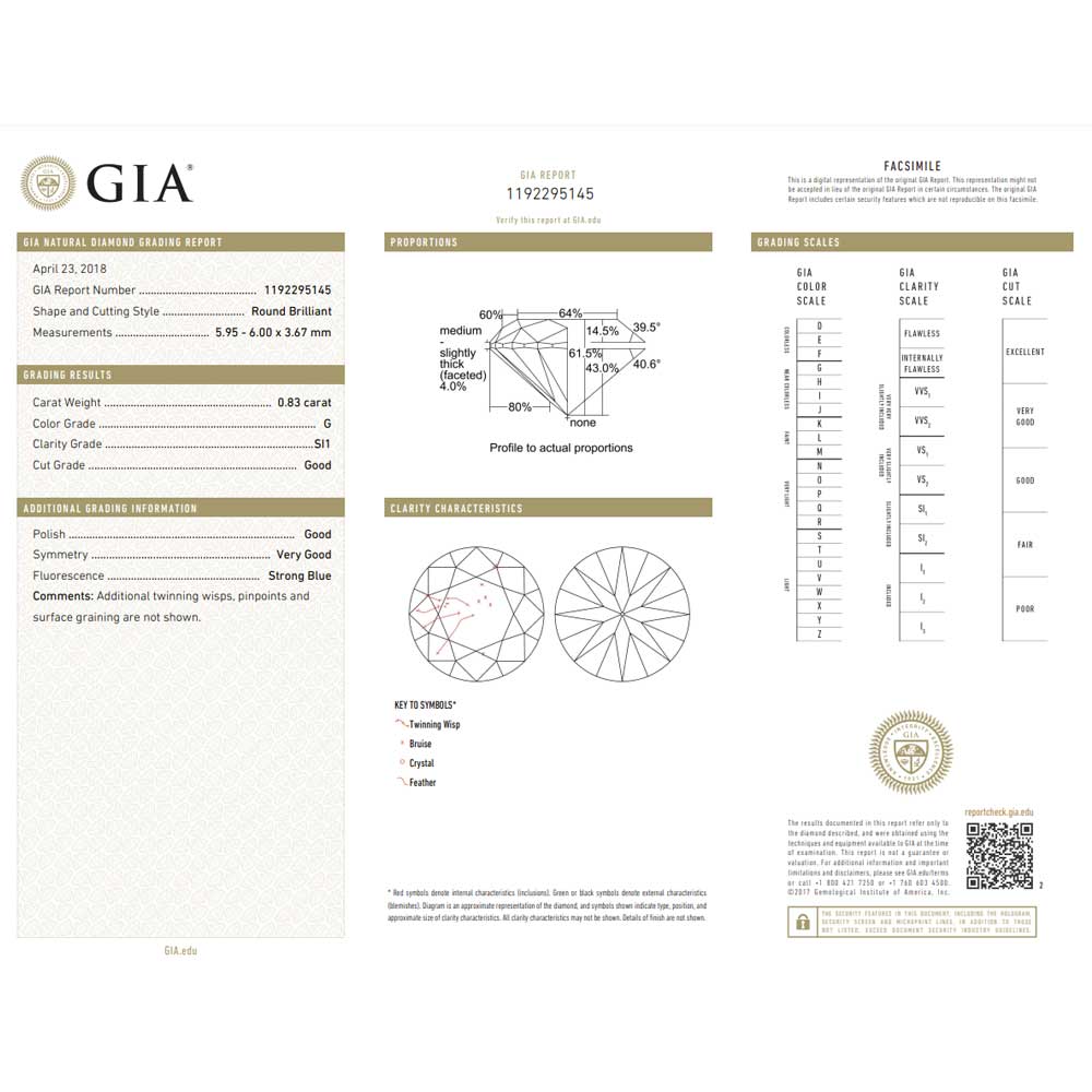 0.83 Carat Round Brilliant Natural Diamond