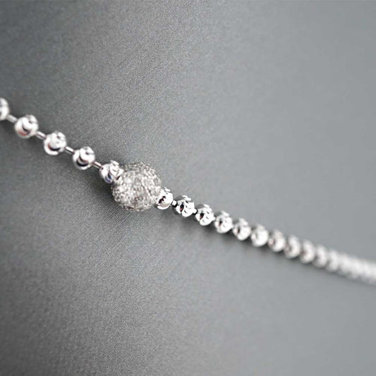 Unisex 14k White Gold Ball Chain image 1