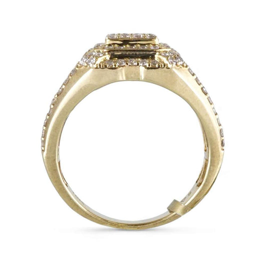 10k Yellow Gold Diamond Staggered Square Ring image 1