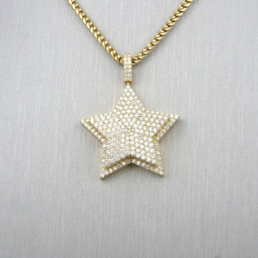 14k Yellow Gold Star Diamond Pendant image 1