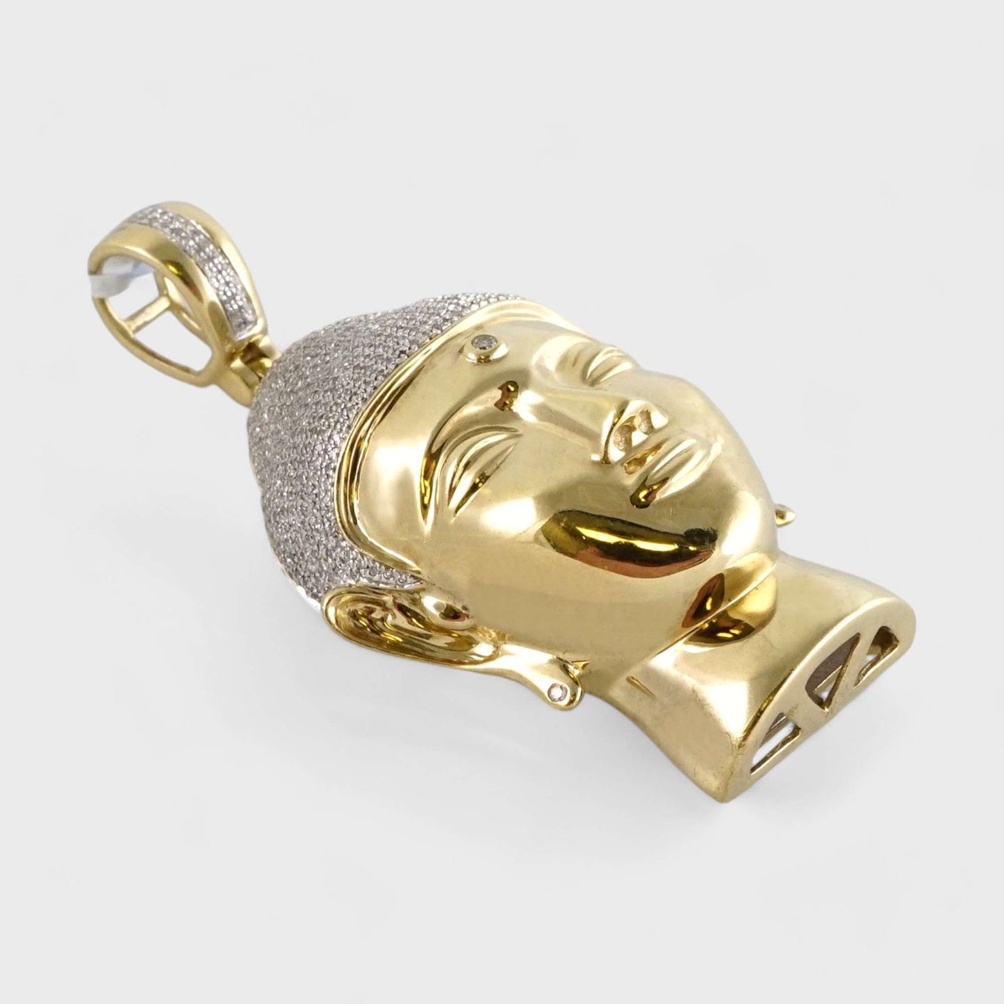 10k Yellow Gold Diamond Buddha Head Pendant image 2