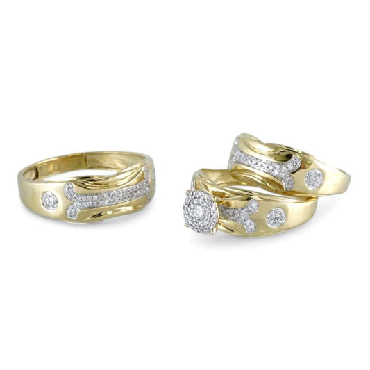 10k Yellow Gold Diamond Engagement Ring Set image 1