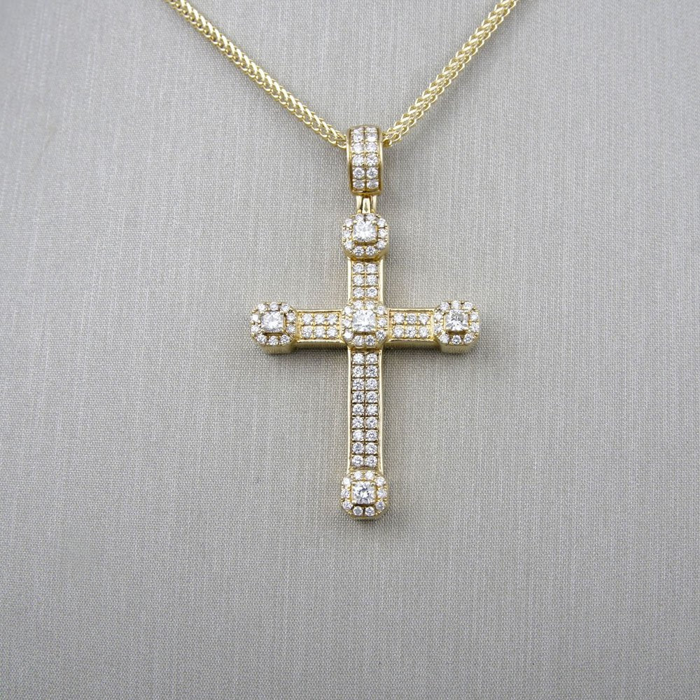 14k Gold Full Diamond Cross Pendant image 1