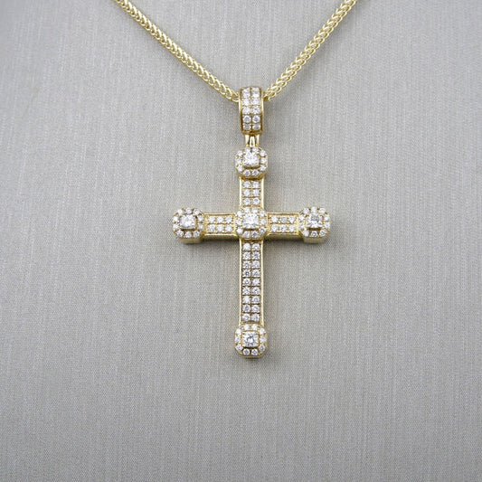14k Gold Full Diamond Cross Pendant image 1