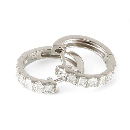 18k White Gold Diamond Hoop Earrings image 1