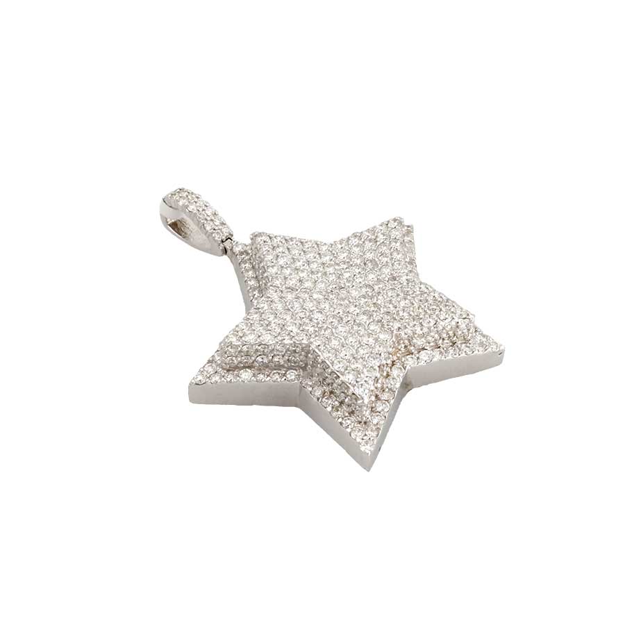 14k White Gold Diamond Star Pendant image 1