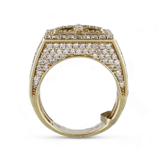10k Yellow Gold Diamond Cross Ring for Men image 1