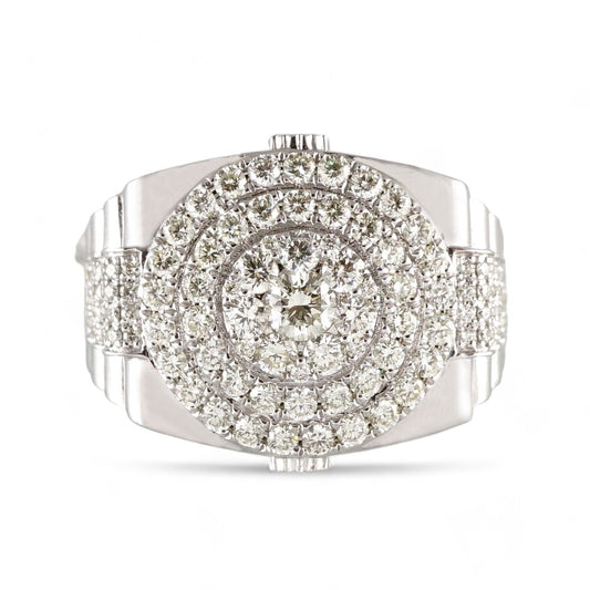 14k White Gold Diamond Concentric Circles Ring image 1