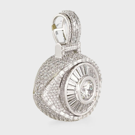 14k White Gold Diamond Eye Pendant image 1
