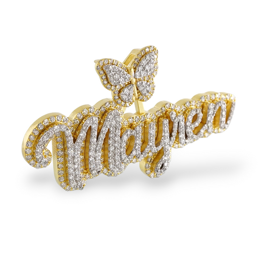 14k Yellow Gold Diamond Custom Name Pendant image 1