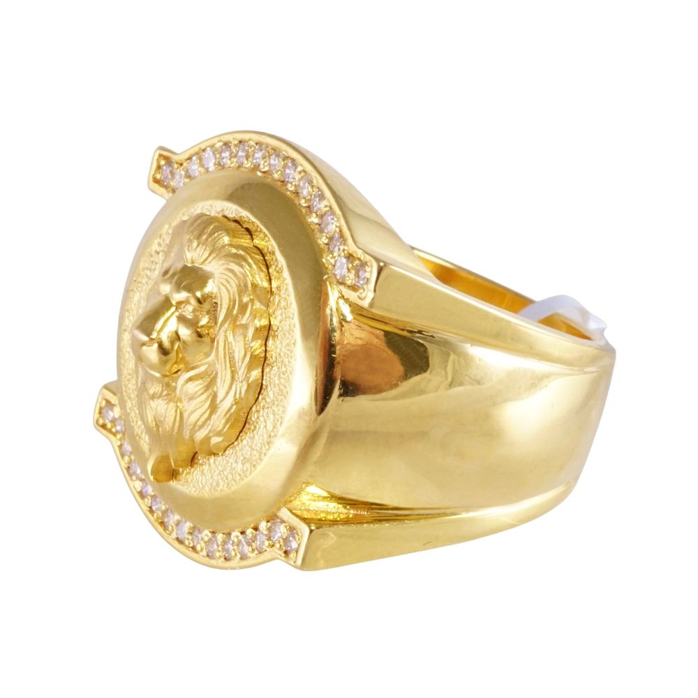 14k Yellow Gold Lion Face Ring image 2