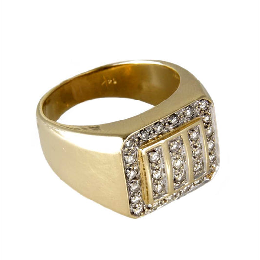 14k Yellow Gold Diamond Panels Ring image 1