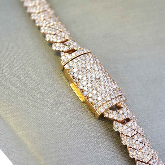 10k Yellow Gold Full Diamond Prong Setting Chain image 1