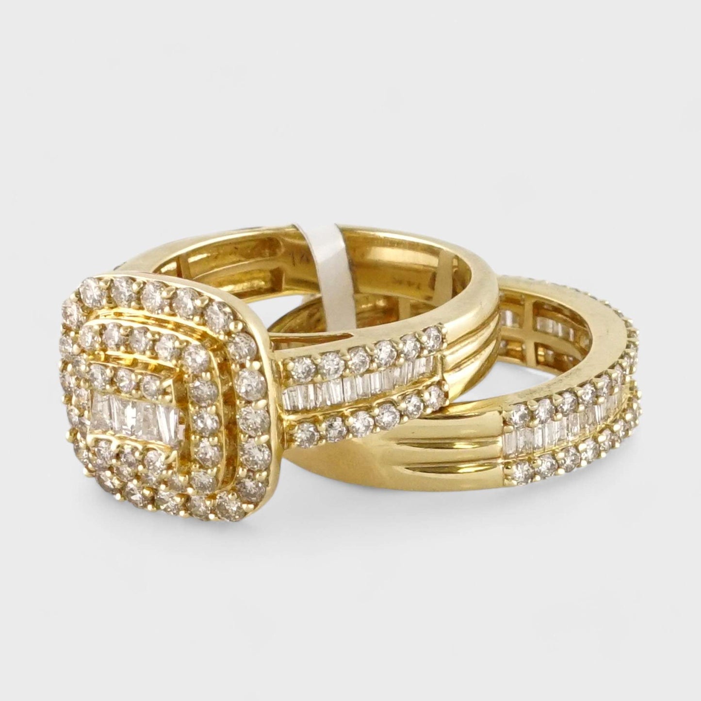 14k Yellow Gold Diamond Step Square Pyramid Ring image 2