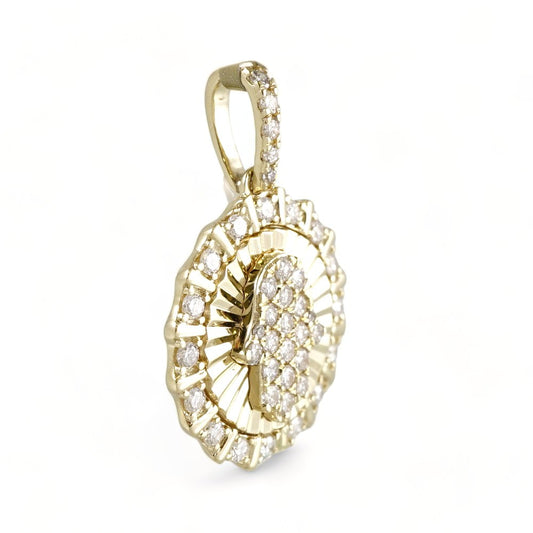 10k Yellow Gold Diamond Round Sun Hamsa Charm image 1