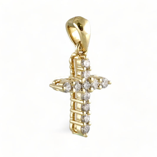 14k Yellow Gold Diamond Cross Pendant image 1