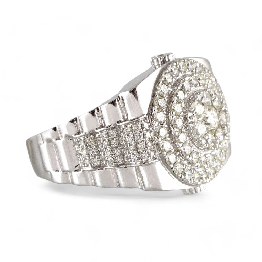 14k White Gold Diamond Concentric Circles Ring image 2