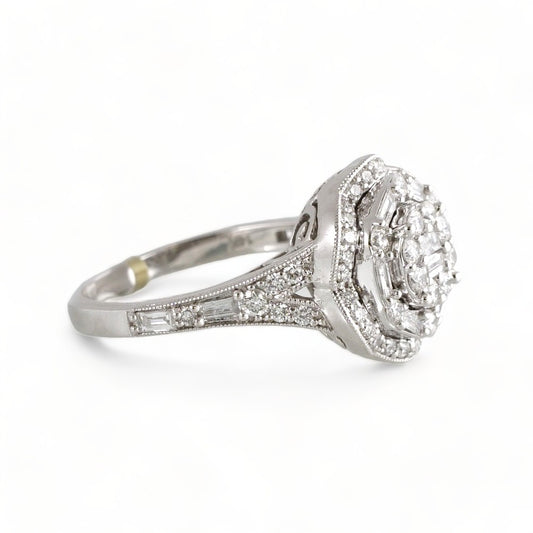 14k White Gold Diamond Round Ring image 1