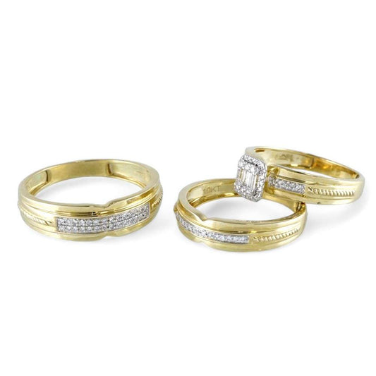 10k Yellow Gold Diamond Square Ring Set image 1