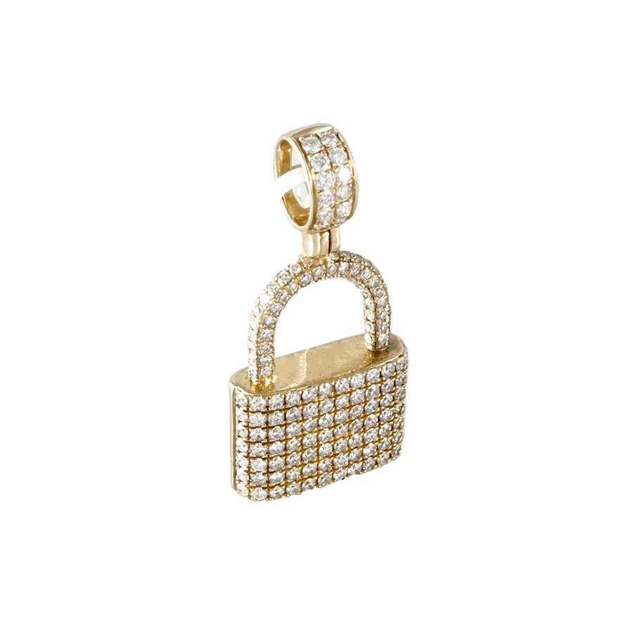 14k Diamond Lock Gold Charm image 1
