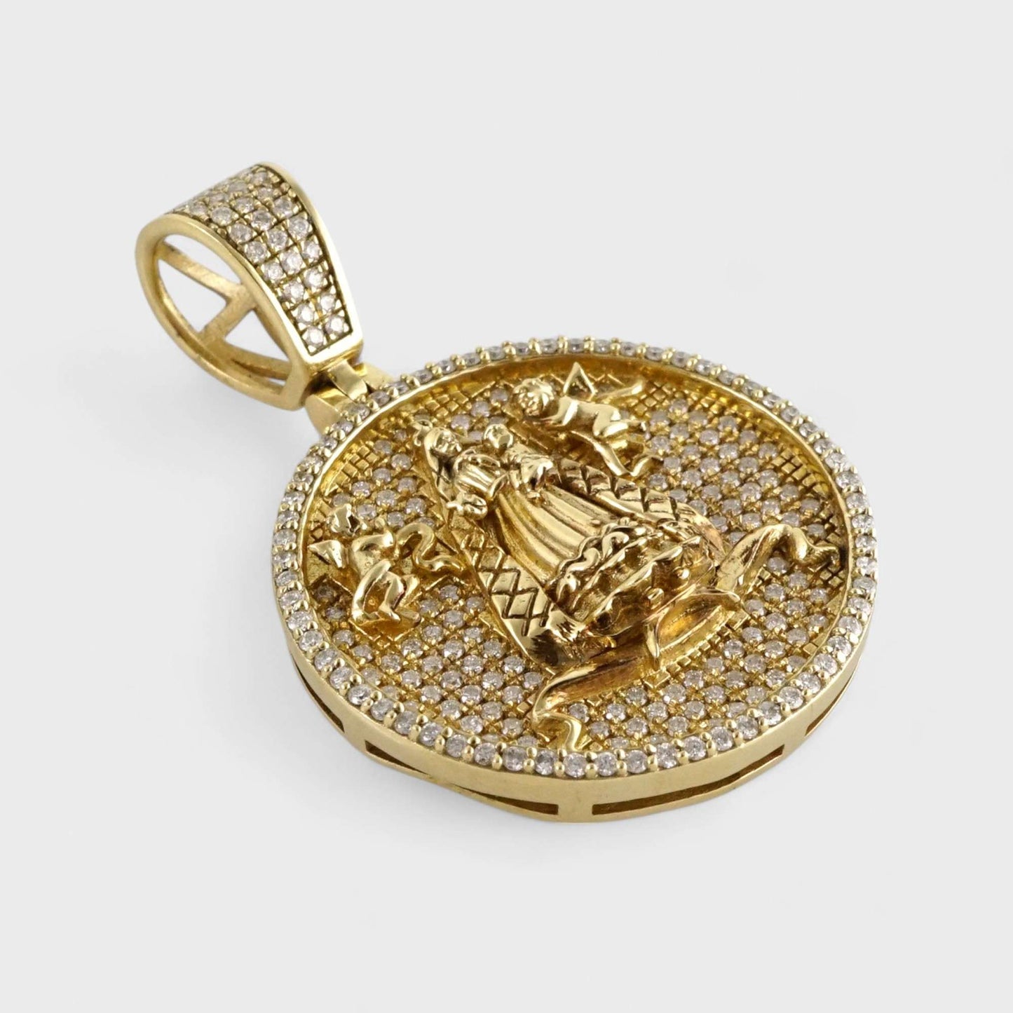 10k Yellow Gold Diamond Caridad del Cobre Virgin Pendant image 2