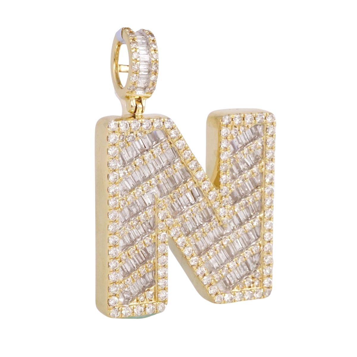14k Gold Diamond Initial N Pendant image 2