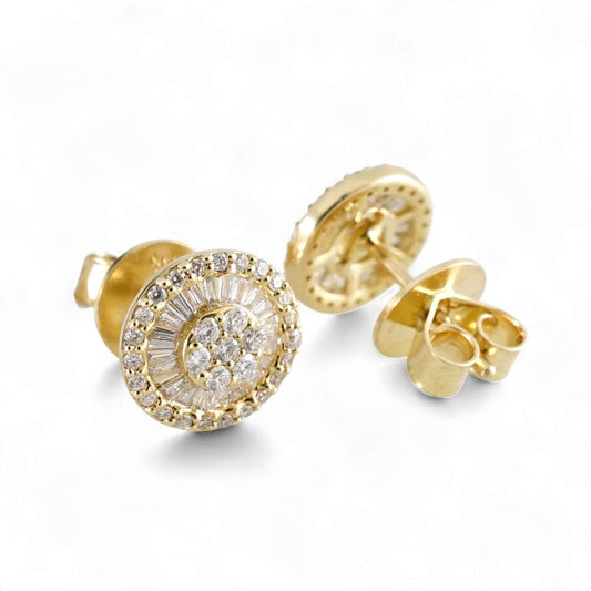 Round Diamond Earrings in 14k Yellow Gold image 1