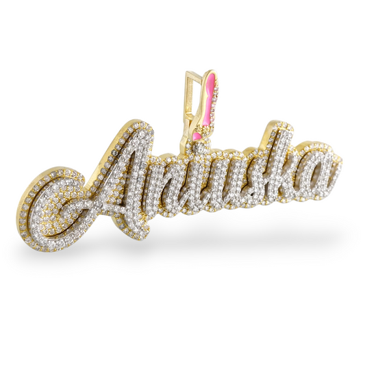 14k Yellow Gold Diamond Custom Name Pendant image 1