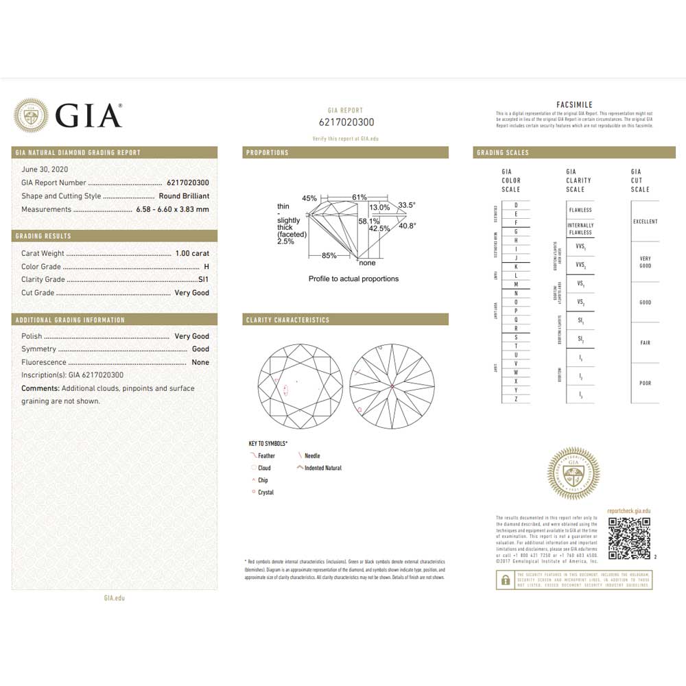 1.00 Carat Round Brilliant Natural Diamond