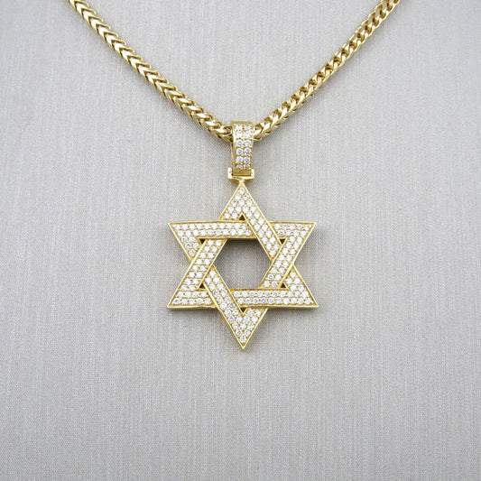 14k Gold David Star Diamond Pendant image 1