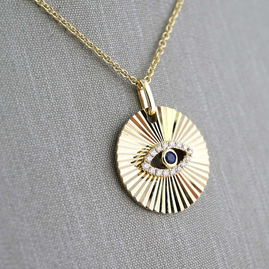 14k Yellow Gold Diamond Evil Eye Chain image 1