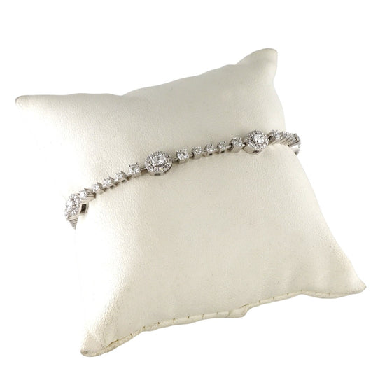 14k White Gold Diamond Oval Counts Bracelet image 1