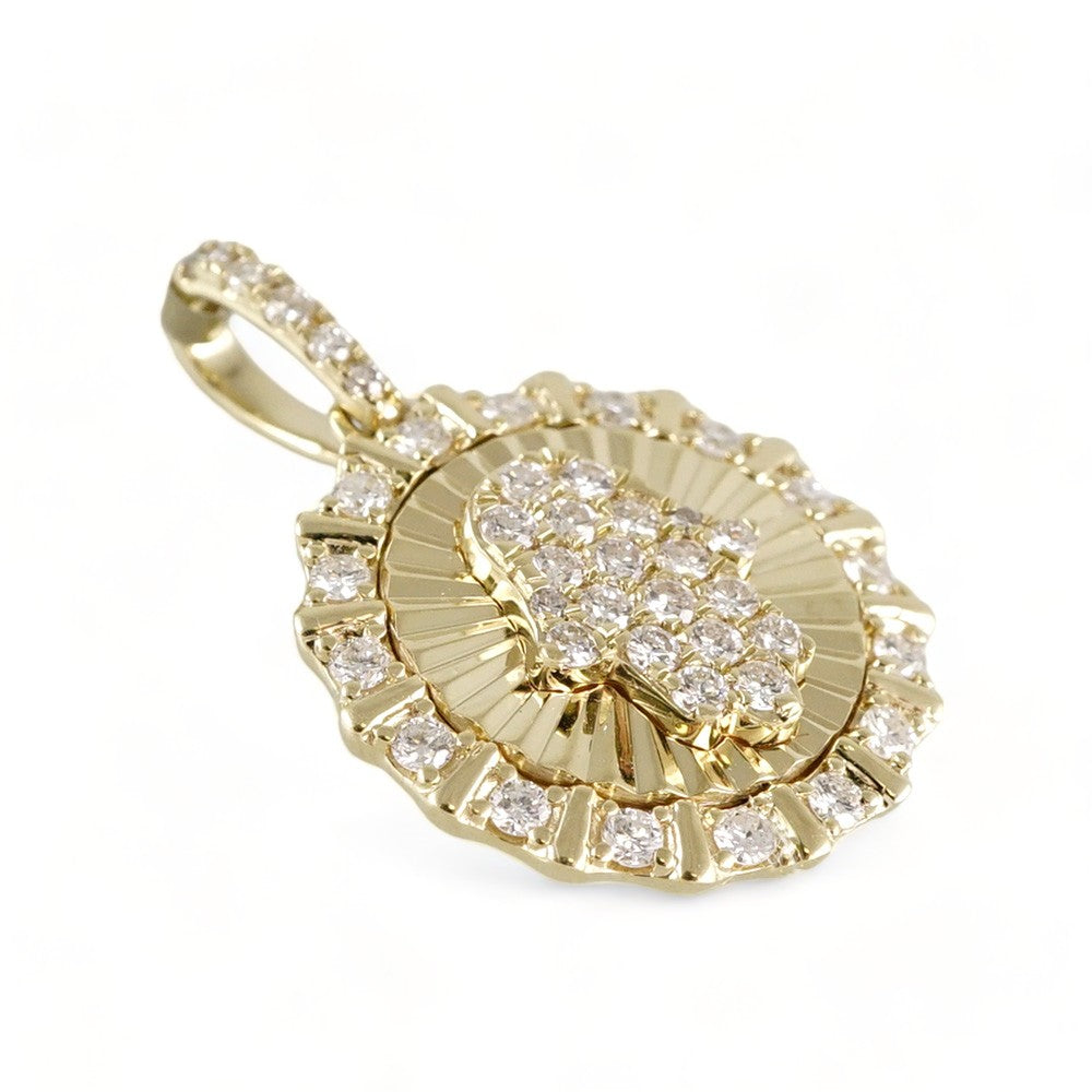 10k Yellow Gold Diamond Round Sun Hamsa Charm image 2