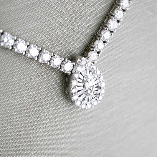14K White Gold LAB Grown Diamond Almond Necklace image 1