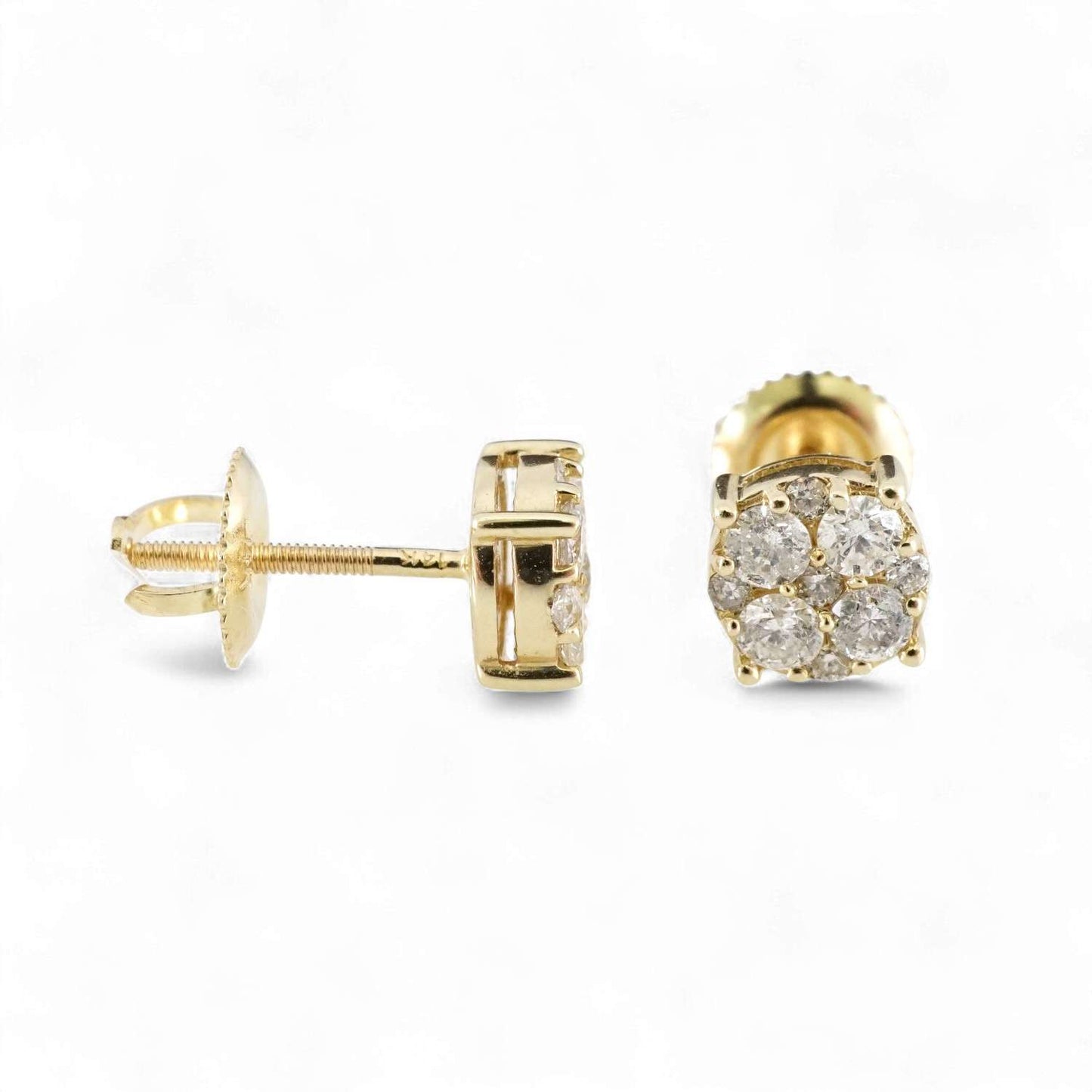 Round Diamond Earrings in 14k Yellow Gold image 2