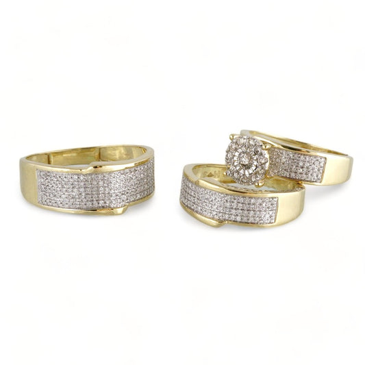 10k Yellow Gold Diamond Trio Ring Set image 1