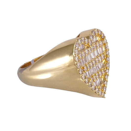 14k Gold Diamond Heart Gold Ring image 1
