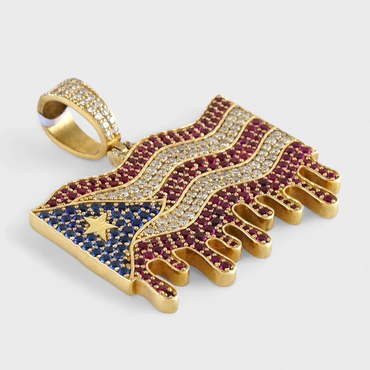 14k Yellow Gold Puerto Rico Flag Pendant image 1