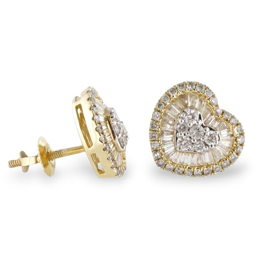 14k Gold Diamond Heart Stud Earrings image 1