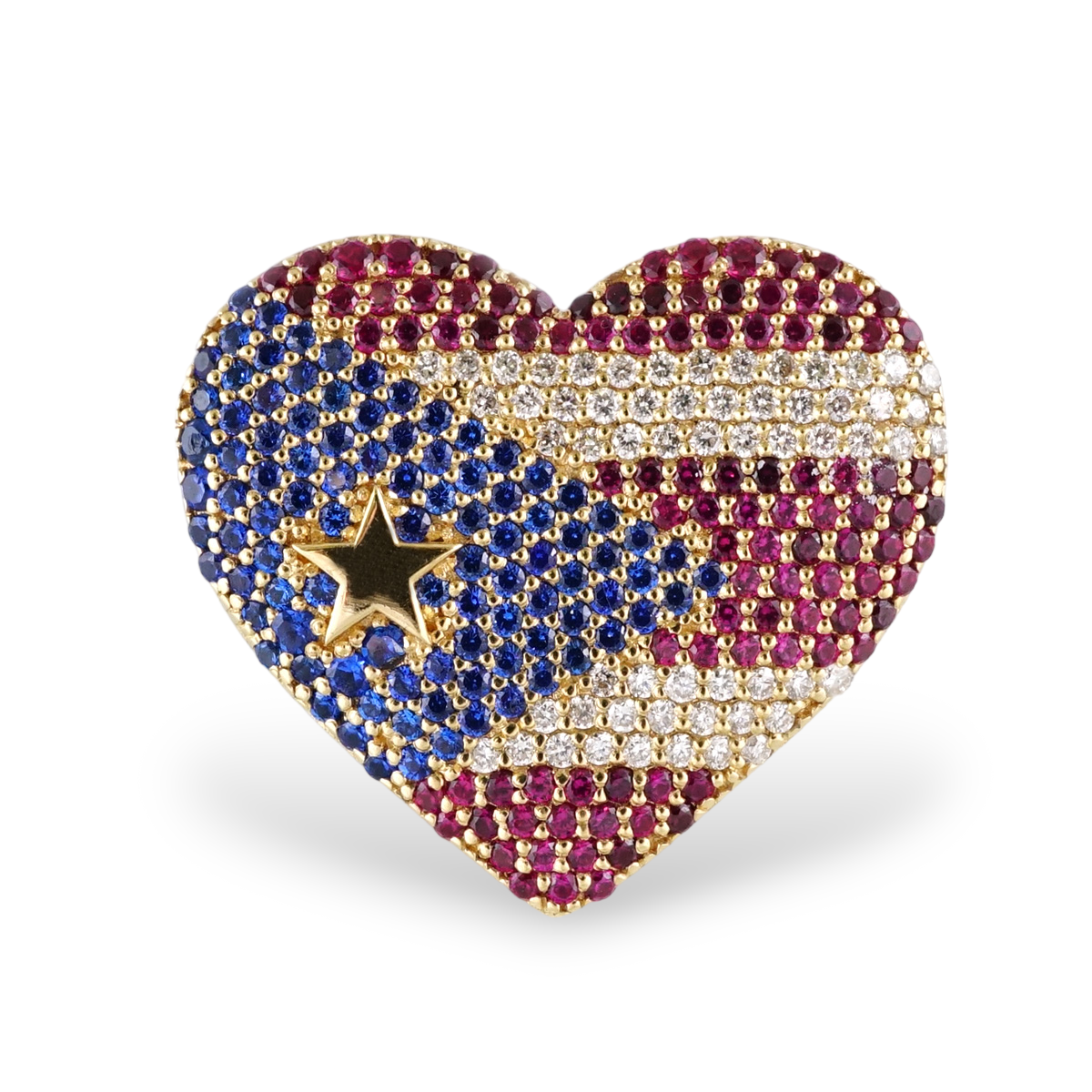 18k Yellow Gold Puerto Rico Flag Ring image 2