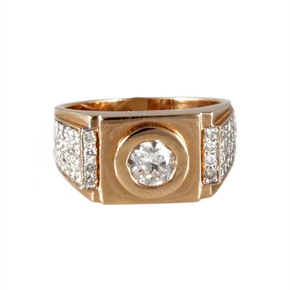 14k Gold Diamond Ring for Men image 2