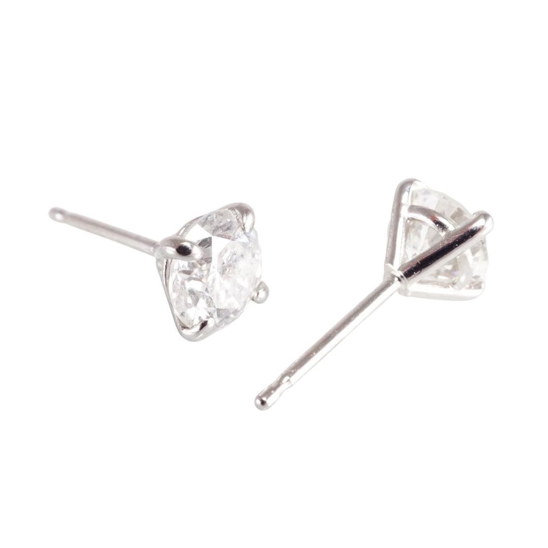 14k White Gold Diamond Stud Earrings image 2