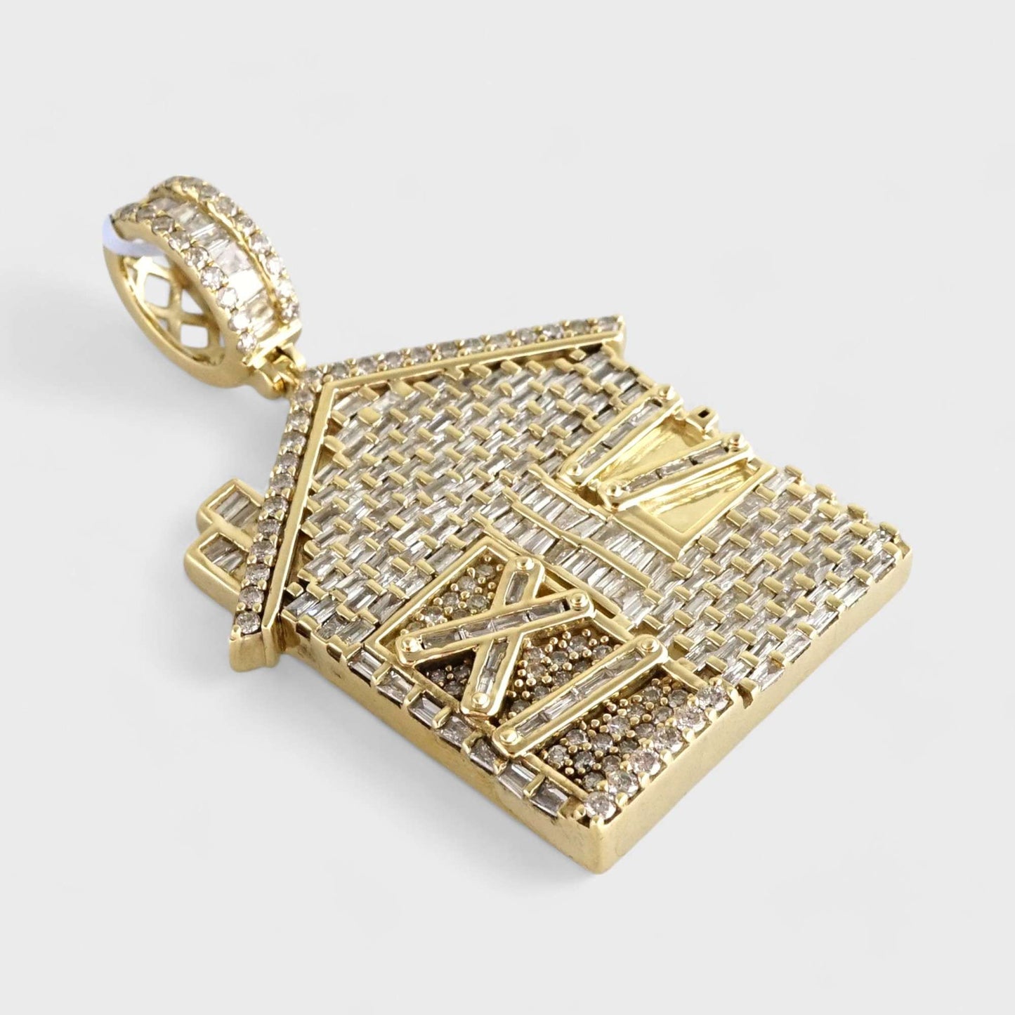 10k Yellow Gold Diamond Home Pendant image 1