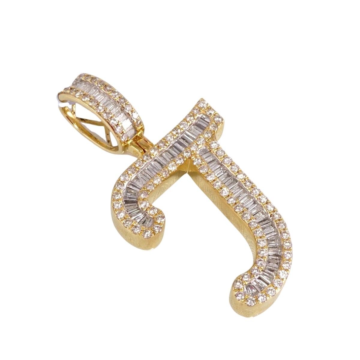 14k Gold Diamond J Letter Pendant image 1