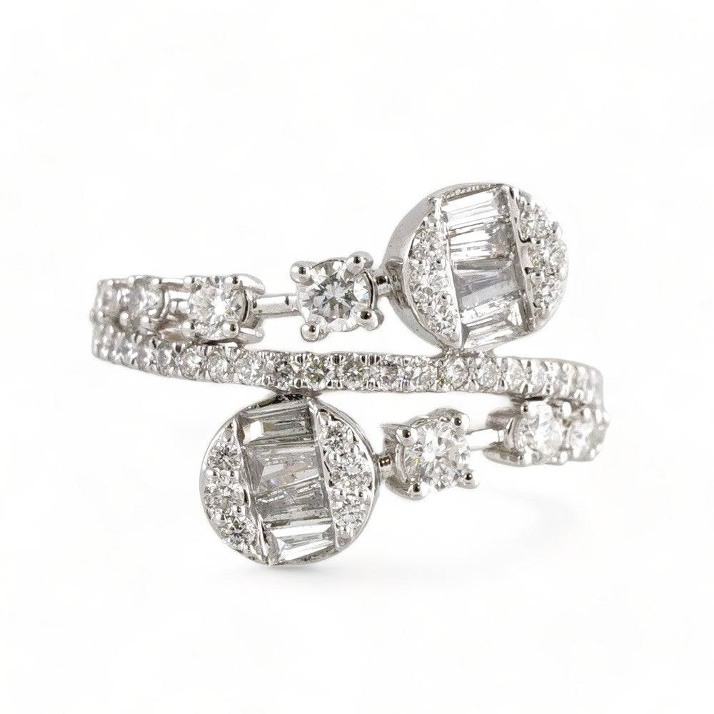 14k White Gold Diamond 2 Head Ring image 2