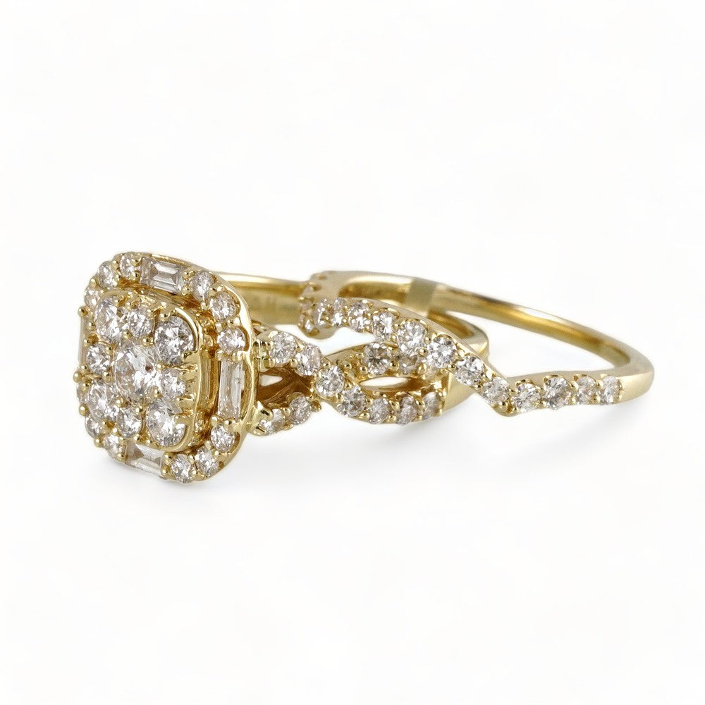 14k Yellow Gold Diamond Square Ring image 2