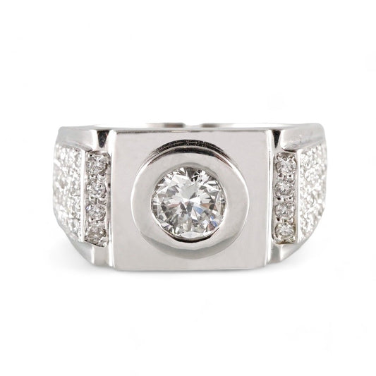 14k White Gold Diamond Round Base Ring image 1