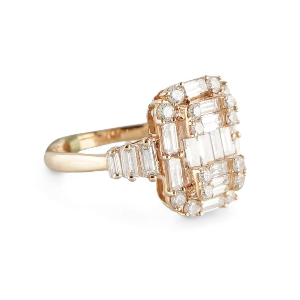 14k Rose Gold Square Diamond Ring image 1